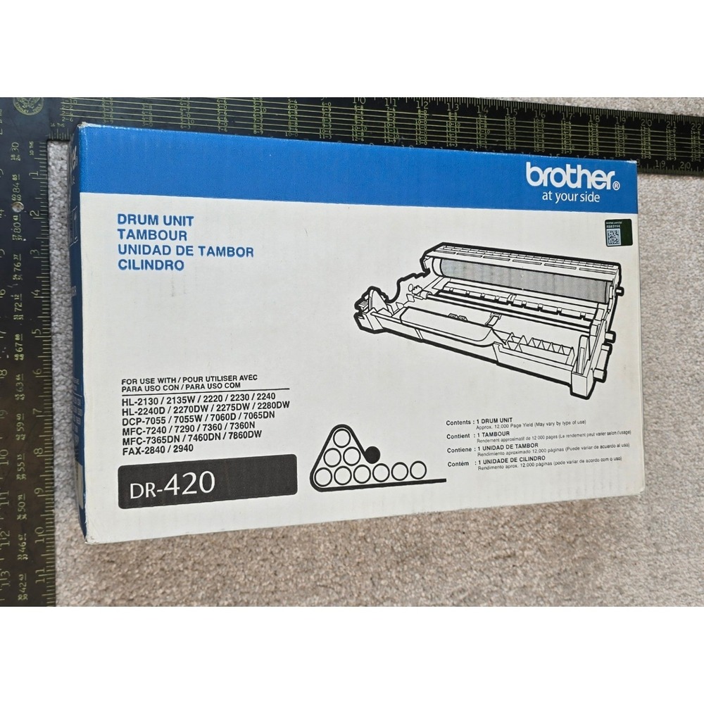 Brother Drum Unit Black DR-420 Genuine Replacement HL-2270DW MFC-7360N 12k Yield
